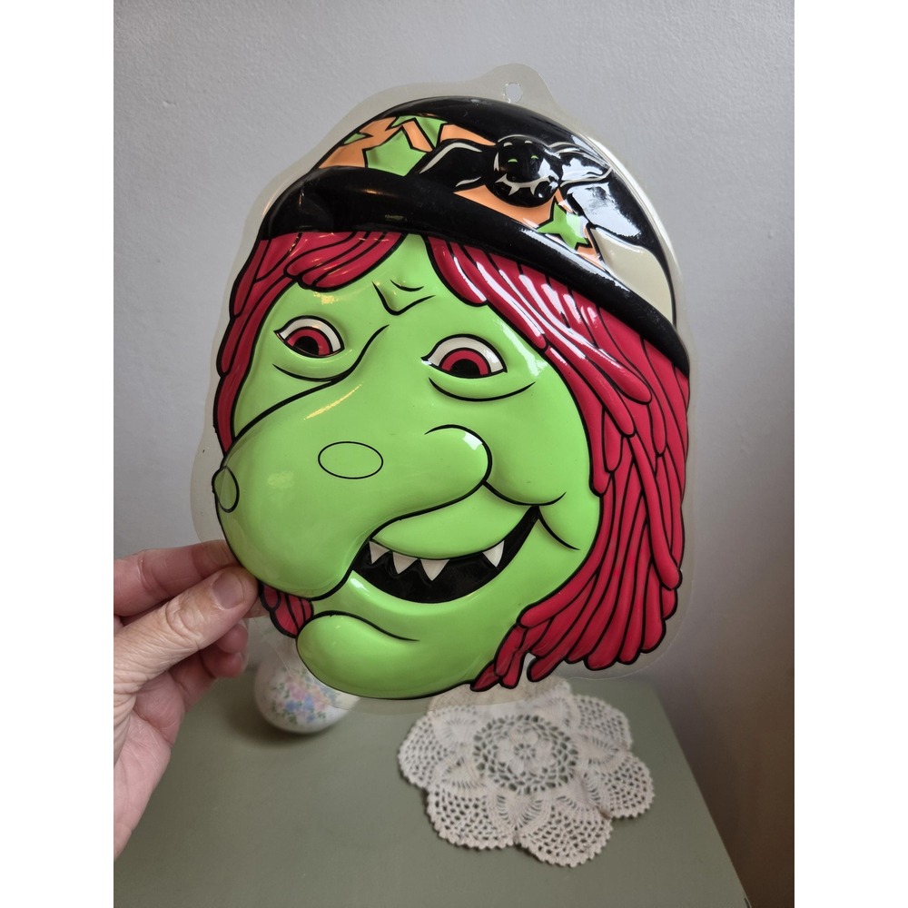 Vintage Halloween Witch Vacuform Wall Decor 3D Molded Plastic 1980s 1990s